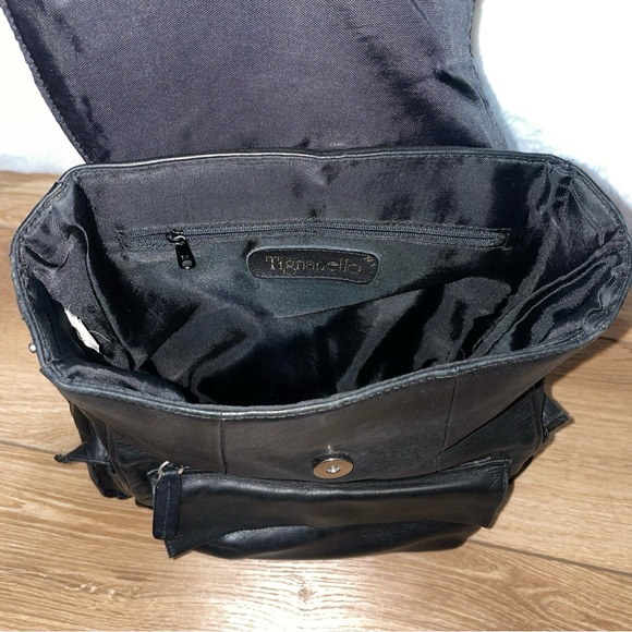 Tignanello Black Leather Backpack Bag Purse - Picture 5 of 8